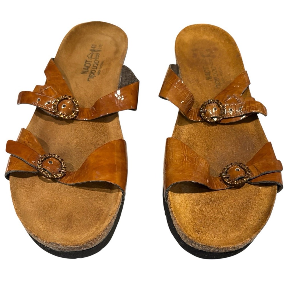 Naot Shoe Women size L10 Brown‎ Rhinestones Buckle Size 41 Sandal
